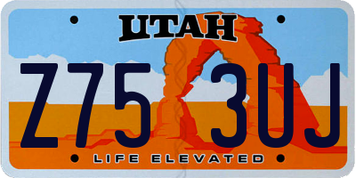 UT license plate Z753UJ