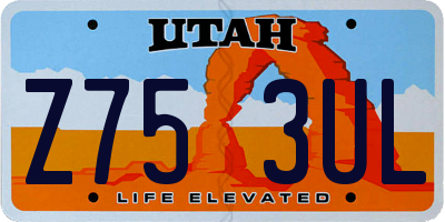 UT license plate Z753UL