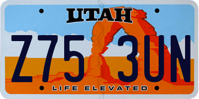 UT license plate Z753UN