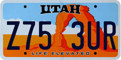 UT license plate Z753UR