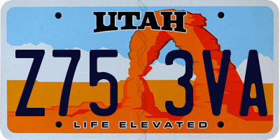 UT license plate Z753VA