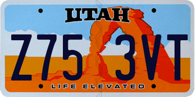UT license plate Z753VT