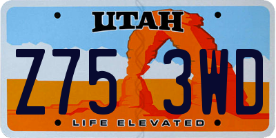 UT license plate Z753WD