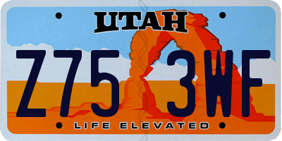 UT license plate Z753WF