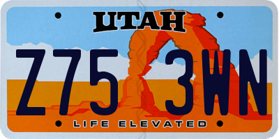 UT license plate Z753WN