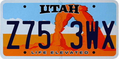 UT license plate Z753WX