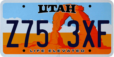 UT license plate Z753XF