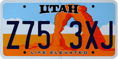 UT license plate Z753XJ