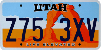 UT license plate Z753XV