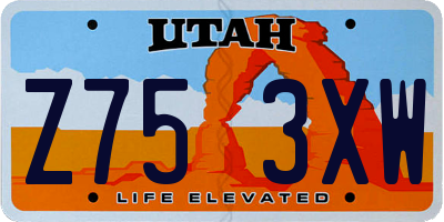 UT license plate Z753XW