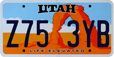 UT license plate Z753YB