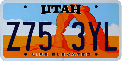 UT license plate Z753YL