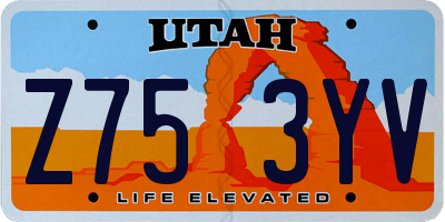UT license plate Z753YV