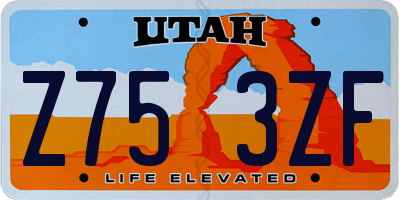 UT license plate Z753ZF