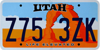 UT license plate Z753ZK
