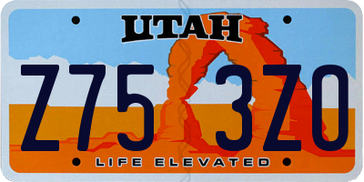 UT license plate Z753ZO