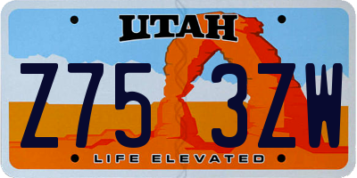 UT license plate Z753ZW