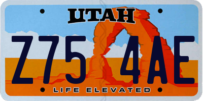 UT license plate Z754AE