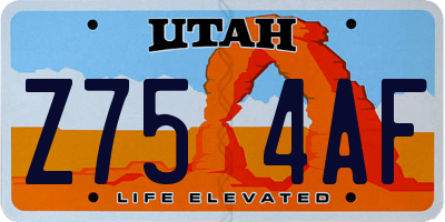 UT license plate Z754AF