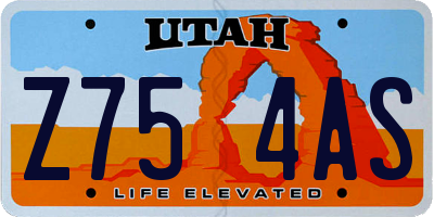 UT license plate Z754AS