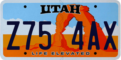 UT license plate Z754AX