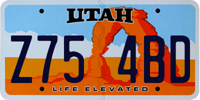UT license plate Z754BD