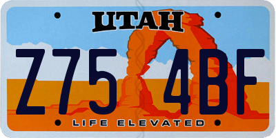 UT license plate Z754BF