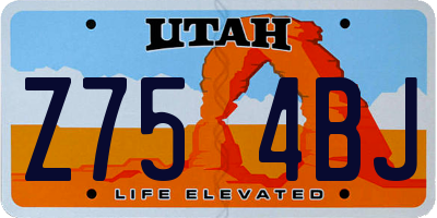 UT license plate Z754BJ