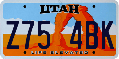 UT license plate Z754BK