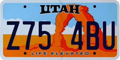 UT license plate Z754BU