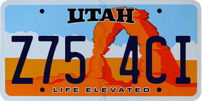 UT license plate Z754CI