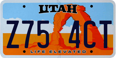 UT license plate Z754CT