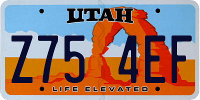UT license plate Z754EF