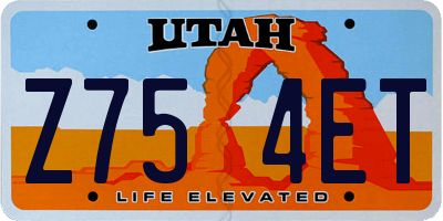 UT license plate Z754ET