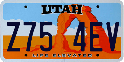 UT license plate Z754EV