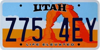 UT license plate Z754EY
