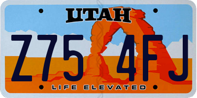 UT license plate Z754FJ