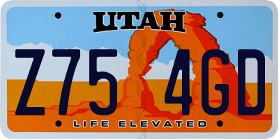 UT license plate Z754GD