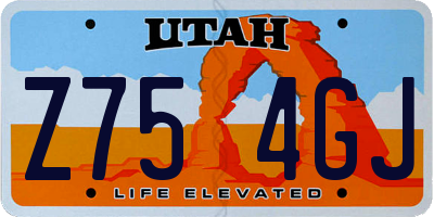 UT license plate Z754GJ