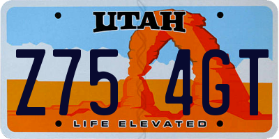 UT license plate Z754GT