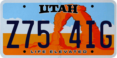 UT license plate Z754IG