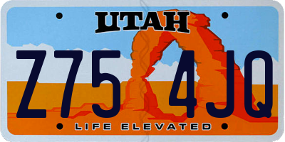 UT license plate Z754JQ