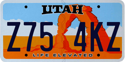 UT license plate Z754KZ