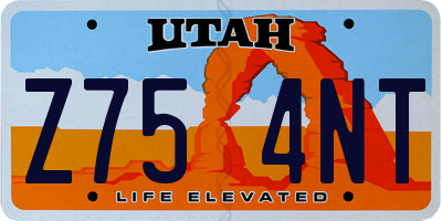 UT license plate Z754NT