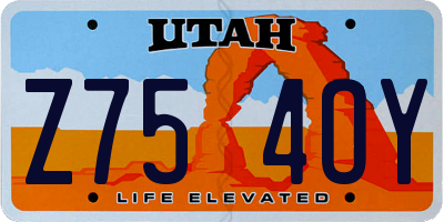 UT license plate Z754OY