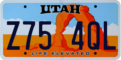 UT license plate Z754QL