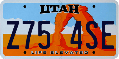 UT license plate Z754SE