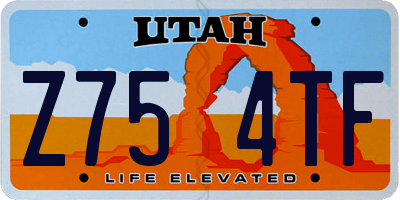 UT license plate Z754TF