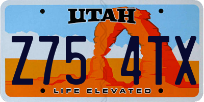 UT license plate Z754TX