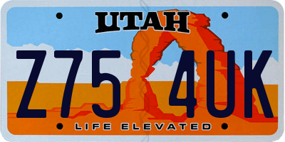 UT license plate Z754UK